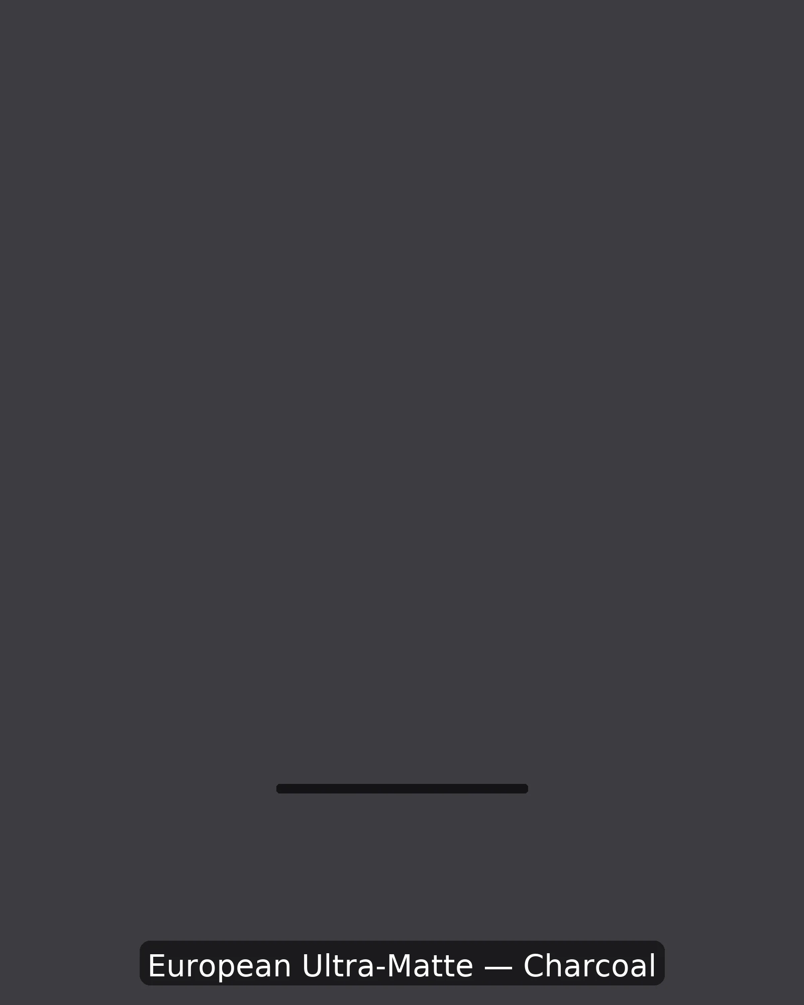 European flat ultra-matte charcoal slab cabinet door, handle-free