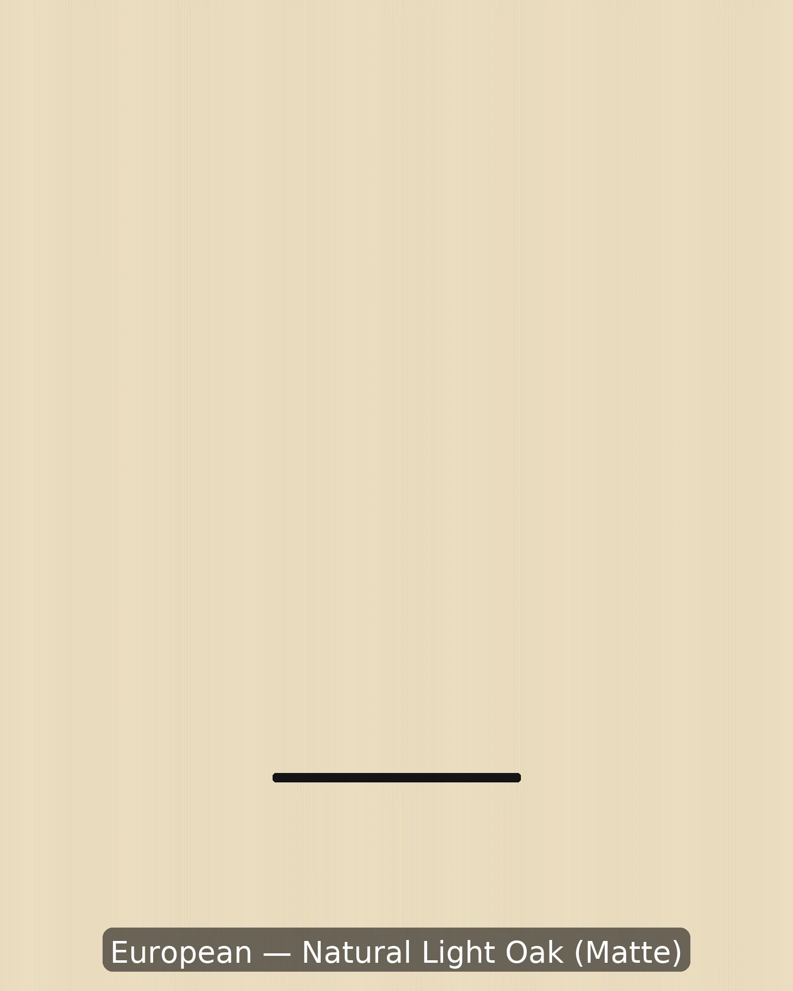 European flat natural light oak slab cabinet door, handle-free