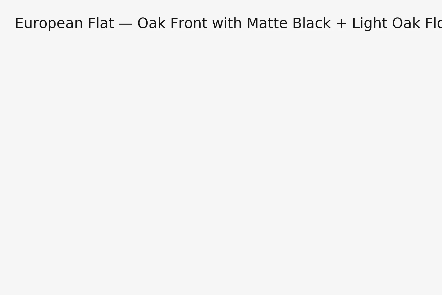 European flat natural oak kitchen render placeholder